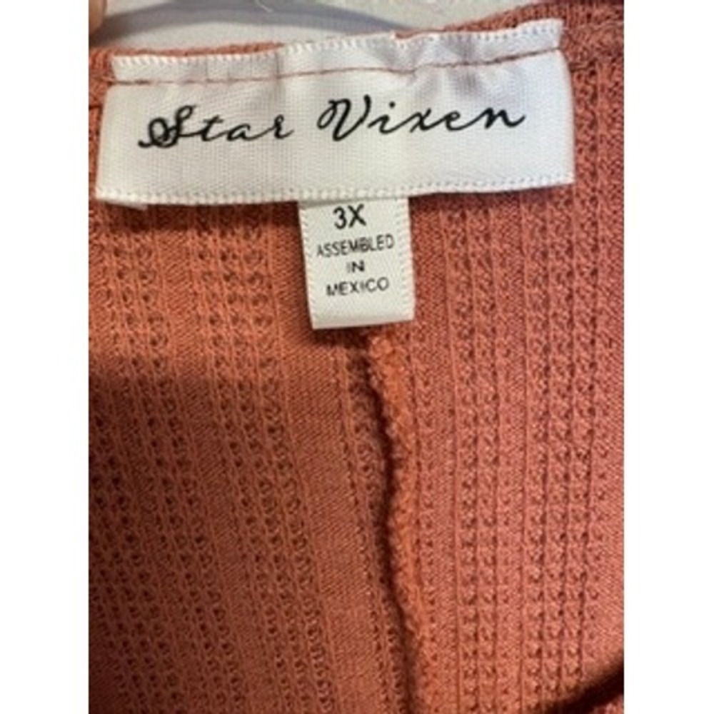 Star Vixen Women 3X Rust Ribbed Henley Top 3/4 Sleeve Scoop Neck Terracotta Plus - Picture 4 of 7
